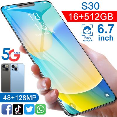 China Dual SIM Card 2023 Large Screen S30 Phone 6.7-inch Android 5G Brand Smartphone MTK6799 Decca Core Face Unlock Game Phone for sale