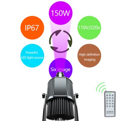 China Aluminum Alloy 150W 6 Images Multiple Image Switch Outdoor Projector For Advertising Gobo Projector Led Logo Projector Light for sale