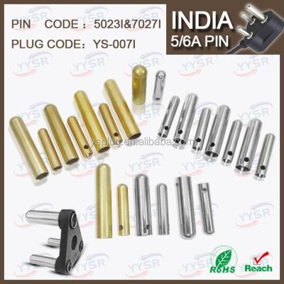 China 5023I 7027I 5/6amp 10A & 5023I Solder Type Brass India Plug Pin Cavity (5.0mm Brass Solder Terminal 7.0mm); 7027I for sale