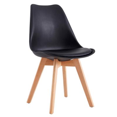 China Scandinavian Tulip Replica Wooden Legs Cafe Cushion Cheap Plastic Contemporary Modern Plastic Chair Seat pp black plastic dining chairs for sale