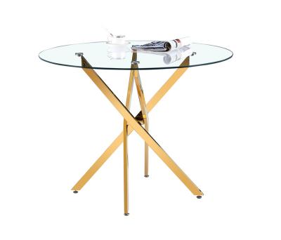 China Gold Metal Stainless Steel Center Adjustable Clear Glass Top Coffee Table (Other) Living Room Furniture Tea Style Furniture Modern Simple Luxury Table Table Design for sale