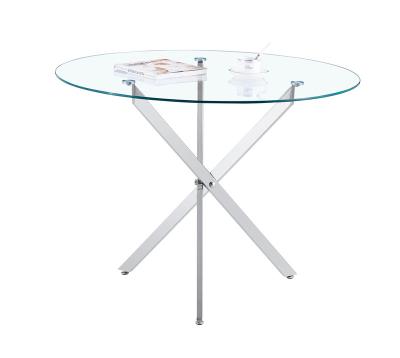 China Contemporary Living Room Furniture Chrome Base Round Modern Glass Tea Side Tables For Restaurants Cafe for sale