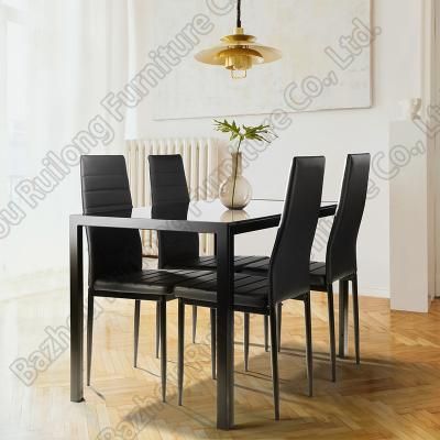 China (Other) Best Selling Adjustable In Current Design Modern Luxury Dining Table Set Dining Room Furniture Tempered Glass Dining Table Set 4 Chairs for sale