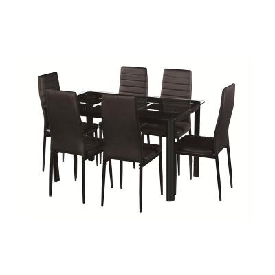 China Modern Glass Top Dining Dining Table Set (Other) Small Space Saving Hideaway Kitchen Furniture Adjustable Banquet And 6 Chairs for sale