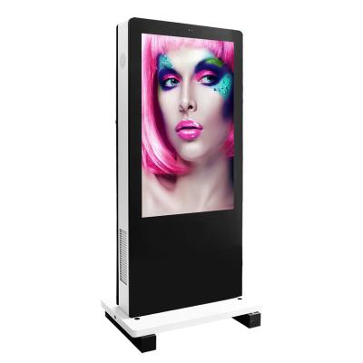 China 75 Inch Outdoor Floor Standing Self Advertising Service Outdoor Kiosk Display Video Screen for sale