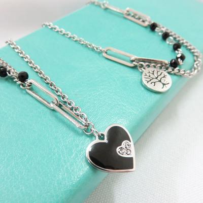 China Custom Made Heart Necklace Tree Bracelet Pendant Jewelry Set Lead Free Nickel Free Stainless Steel For Girls for sale