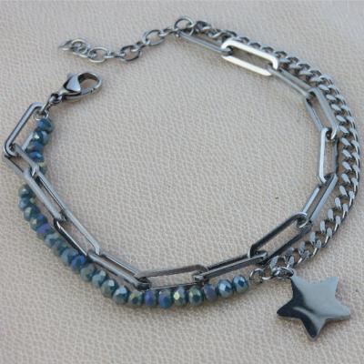 China Wholesale Lead Free Nickel Free Stainless Steel Bracelets Fashion Cross Chain Bracelets With Star Pendant for sale