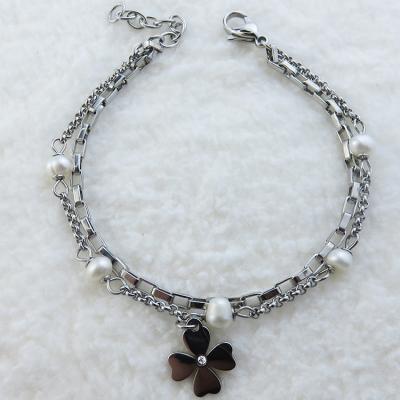 China Best Selling Bracelet Lead Free Nickel Free Crystal Rhinestone Amazon Fashion Four Leaf Clover Bracelet For Women Girl for sale