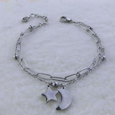 China Fashion High Polished Fashion Moon Star Bangle Bracelet Lead Free Nickel Free European Jewelry Bangle for sale