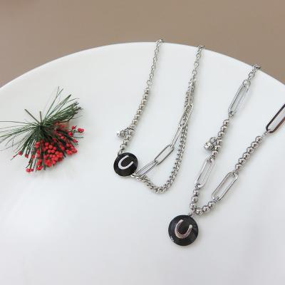 China Crystal Zodiac Nickel Free Lead Free Women's Day Necklace Letter U Bracelets Valentine's Day Bracelet Black Adjustable Drip for sale