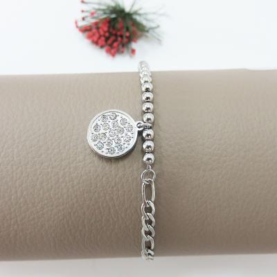 China Fashion Jewelry Full Rhinestone Coin Chain Lead Free Nickel Free Charm Pendant Bracelet For Girls for sale