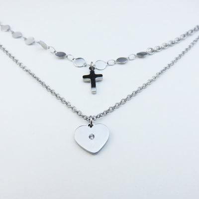 China 2021 New Designs Heart Jesus Cross Pendant Cheap Personality Fashion Necklace Necklaces Lead Free Nickel Free Stainless Steel for sale