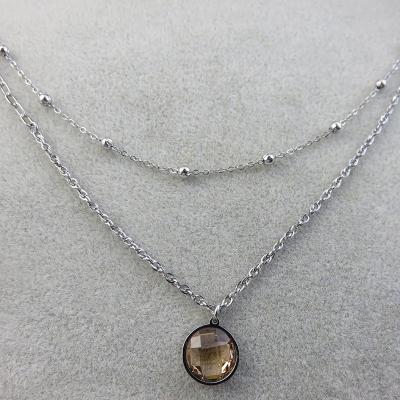 China Newest Fashion Stainless Steel Nickel Free Lead Free Glass Beaded Pendant Necklace for sale