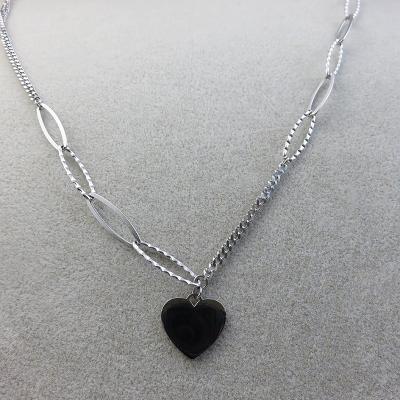 China Minimalism Necklace Heart Lead Free Nickel Free Circular Chain Pendant Necklace 304 Stainless Steel Antiallergic Necklace for sale