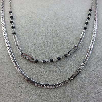 China Cheap Multi Sensitive Tennis Necklace Layer Necklace Fashion Personality Chain Necklace Lead Free Nickel Free Snack for sale