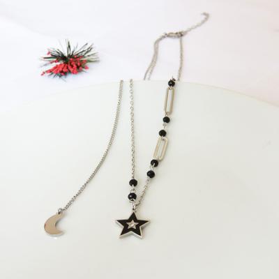 China Hot Selling Lead Free Nickel Free Multi Layers Star Moon Heart Choker Pendant Necklace For Women Gift Jewelry for sale