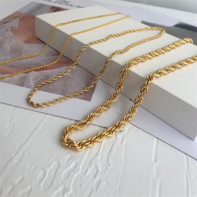 China New Arrival Lead Free Nickel Free 14k 18k Gold Plated Necklace Twist Rope Link Chain Necklace For Women Men for sale