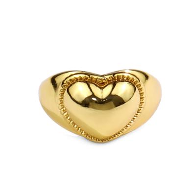 China RS013A Finger 18k Geometric Heart Rings Stainless Steel Vintage Lead Free Nickel Free European Trending Gold Plated Custom Wedding Ring for sale