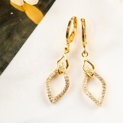 China Wholesale Women's Earrings 2021 Fashion Jewelry Gold Lead Free Nickel Free Zircon Plated 24k Diamond Earrings for sale