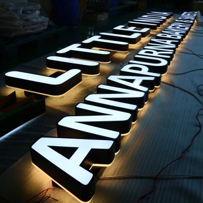 China Buildings sign board designs for store letter illuminated 3d logo light glow outdoor advertising led sign board for sale