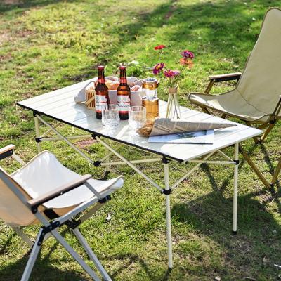 China Easy-carrying Portable Furniture Patio Table Metal Camping Table BBQ Picnic Outdoor Folding Large Chair Table Set for sale