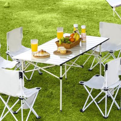 China Easy-carrying Outdoor one-for-four folding camping picnic portable egg roll table and chair set for sale