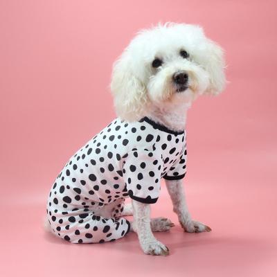 China Viable Korean Version of Polka Dot Pet Pajamas Cotton Teddy Bomei Maltese Yorkshire Puppy Clothes One-Piece for sale