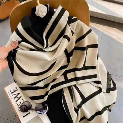 China Polyester 2022 autumn and winter new cashmere winter women's scarf women's all-match advanced shawl warm scarf for sale