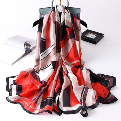 China Latest Clean Design Silk Feel Polyester Printed Soft Scarf 100 Polyester Scarf For Lady for sale