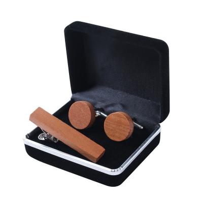 China For Men's Classic Link Clip Bar And Cufflinks Wooden High Quality Handmade Set for sale