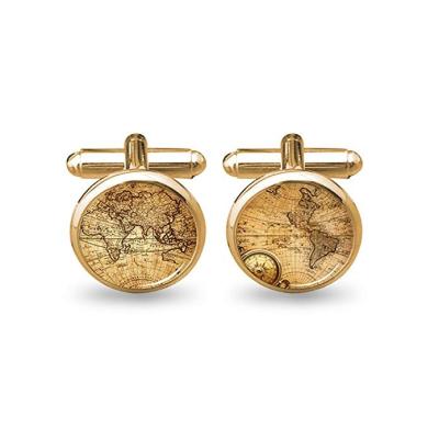 China For Men's Shirt World Map Cufflinks Wedding Vintage Personalized Gifts Link Clip Blue for sale