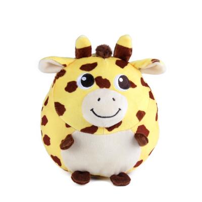 China Eco - Friendly Custom Stuffed Yellow And Brown Smiling Giraffe Plush Toy for sale