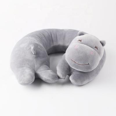 China ICTI Plush 30cm Hippo U Shape Neck Pillow Travel Custom Stuffed Pillow Plush NECK PILLOW for sale