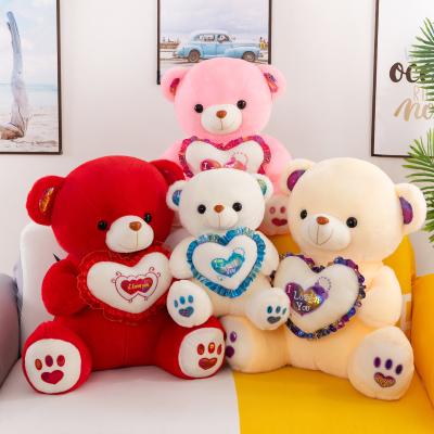 China Plush OEM ODM led stuffed glowing valentine bears love heart plush toy wholesale teddy bear for girl gifts for sale