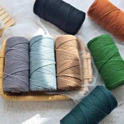 China Premium 3mm Sustainable 41 Strands 3 Color Macrame Rope ROPEMATE Twisted Cotton ROPE 100 Meters Macramee Per Roll for sale