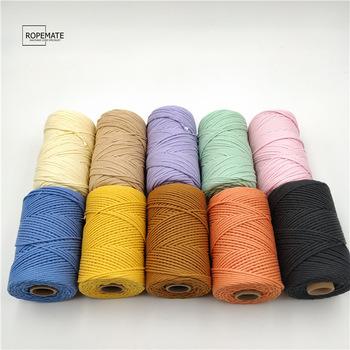 China 2mm viable colored macrame cord 3 per strand 100 meters per roll for sale