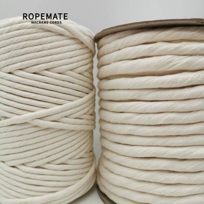 China Sustainable Ropemate 8mm Single Strand Macrame Rope 1Ply Cotton Natural White Premium Soft Rope For Craft Craftsman Project for sale