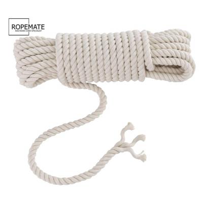 China 10mm Soft Natural White 12mm 3 Strands Twist Soft Macrame Rope Cotton Rope for sale