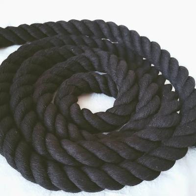 China 15mm Black Natural Soft Cotton Rope 3 Strand Twisted Cotton Rope 3 Ply Macrame Rope for sale