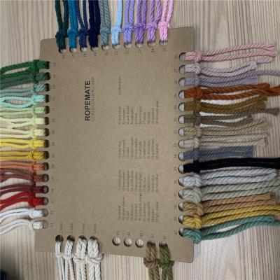 China Choose Color Ropemate Macrame Rope Color Card Single Strand 3 Wick Hollow Crochet Braided Cotton Rope for sale