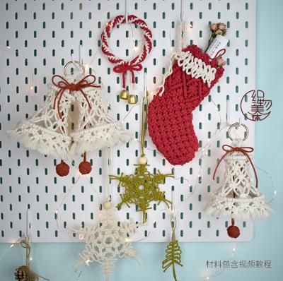 China DIY Artwork Customized Christmas Handmade Material Bells DIY Kit Tapestry Wall Decoration Crafts Christmas Stocking Macrame For Gift for sale