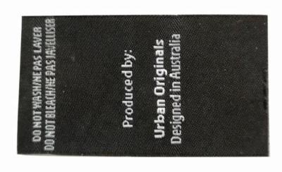 China high density garment end fold custom woven label with iron on backing for sale