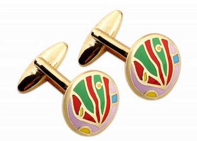 China Gold plated enamel cufflinks geometric metal custom men's shirt cuff links for sale