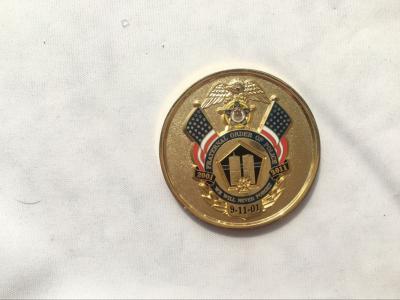 China zinc die casting honor of brave 911 never forget antique gold plating 3d design custom challenge coin for sale