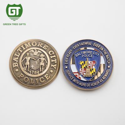 China 3D effects Double Plating Police challenge Coin with silver plating challenge coin for sale