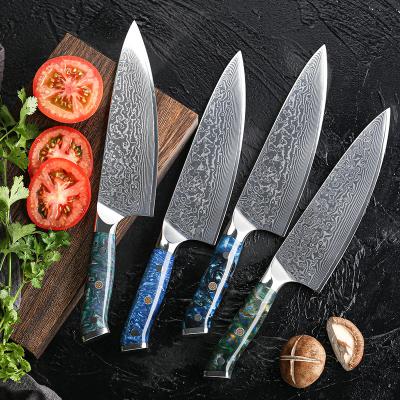 China Japanese Handmade Damascus 8 Inch Chef Knife Vg 10 Kitchen Knife Color Resin Handle Viable for sale