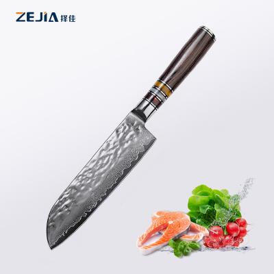 China Sustainable Specialization in Manufacturing Japanese Style 67 Layers Forged Damascus Knife Kitchen Santoku Knife for sale