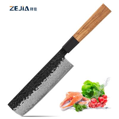 China Viable Olivewood Handle Damascus Knife Professional Chef Knife 7 Inch 67 Layers Steel Chef Damascus Knife for sale