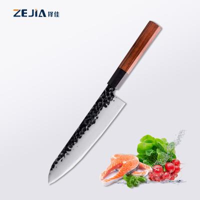 China Zejia Viable 8 Inch Japanese Steel Plated Professional Octagonal Handle Sushi Knife Kitchen Santoku Knife for sale