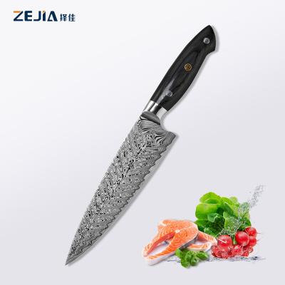 China Sustainable Professional Laser Damascus 8 Inch Damascus Steel Razor Sharp High Carbon Steel for sale